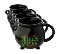 Puckator Mug en Céramique Hocus Pocus - Forme de Chaudron de Sorcière Noir (Lot de 4)