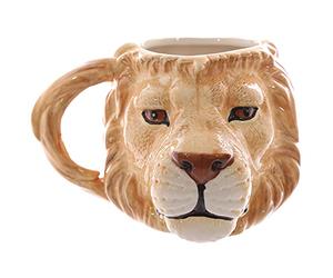 Puckator MUG212 Mug Design Tête de Lion Céramique Beige/Blanc