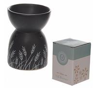 Puckator OB110 Brûleur à Huile Céramique Motif Blé Noir 8,5 x 8 x 12 cm, Unique