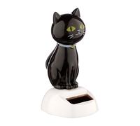 Figurine - Chat noir - Porte bonheur - Décoration - Fonctionne à l'énergie solaire