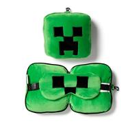 PUCKATOR Oreiller de voyage avec masque de nuit, forme Creeper, licence Minecraft, en polyester et spandex, dimensions 15,5 x 15,5 x 8,5 cm