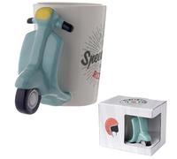 Puckator Scooter rétro tasse avec poignée, céramique, vert, 1 Unità (Confezione da 1)