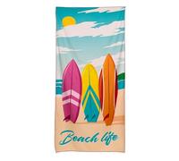 Puckator Serviette de Plage en Microfibre 180 x 85 cm - Planche de Surf - Beach Life