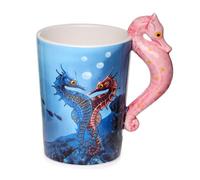 Puckator SMUG07 Mug avec Anse Design Hippocampe Céramique Bleu/Rose, Taille Unique
