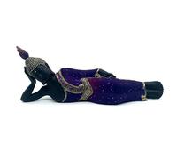 Puckator - Statue en résine de Bouddha Thaïlandaise couchée - Noir et Violet, Peint à la Main