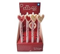 Puckator Stylo effaçable à encre redible avec décoration en forme de cœur Amore - Stylos à encre gel effaçables - Stylos à encre gel effaçable avec gomme en caoutchouc pour enfants, bureau, écriture