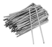 PUCSIQ Lot de 150 Piquets d'ancrage Galvanisés 100 x 13 mm Ø 3 mm, Agrafes en U pour Toile de Paillage, Gazon Synthétique et Filets de Jardin