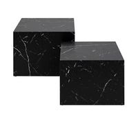 Pueblo - lot de 2 tables basses - effet marbre noir - 58 et 50 cm - Noir