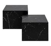 Pueblo - lot de 2 tables basses - effet marbre noir - 58 et 50 cm - Noir Noir G
