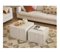 Best mobilier Lot de 2 tables basses Pueblo effet travertin 58 et 50 cm Beige