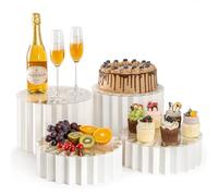 PUERSI Lot de 4 Rehausseurs de Buffet, Presentoir Aperitif Buffet Pliable pour Fêtes, Support Gateau en Acrylique et en Carton - Blanc