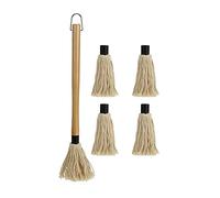 Pugermering Brosse de Cuisine Mop Barbecue Gril Accessoire Outil Viande Fibres Coton Résistantes Utilisation Longue Durée Nettoyage Facile Adaptés Barbecue Events, Grand avec 4