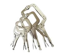 Pugermering Ensemble de 4 Pinces Plates Métalliques, Serre-joints En C à Verrouillage, Pinces de Soudage Multifonctions, étaux pour Bricoleurs et Professionnels