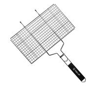 Pugermering Grille de Barbecue Rectangulaire avec Manche Ergonomique en Bois, Idéale pour La Cuisson, 69x34.5CM