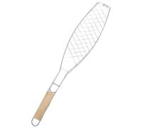 Pugermering Panier à Friture pour Poisson, Ustensile de Cuisson Pliable, Panier avec Manche En Bois, Facile à Nettoyer, Idéal pour Frire Le Poisson, Poignée plate