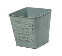 Pugermering Pot de Fleur Ornement Unique Cache-Pot Sculpture en Fer Vase Décoratif Contenant à Brosses Maquillage Matériau Robuste Adapté pour Décoration de, Carré Bleu