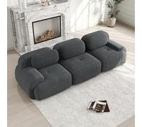 PUGSDRLY 3 Sitzer Canapé, Modular Compatible avec des accoudoirs incurvés et Une Base antidérapante, adapté aux Salons et aux Chambres à Couch (Grey)