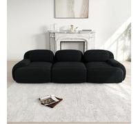 PUGSDRLY 3 Sitzer Canapé, Modular Compatible avec des accoudoirs incurvés et Une Base antidérapante, adapté aux Salons et aux Chambres à Couch (Black)
