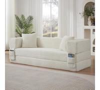 PUGSDRLY Canapé d'angle Convertible 3 Places Compressé 200x76x60cm,Canapé Modulable Lit avec Poches Latérales,2 Coussins,Combinables Librement,pour Bureau Salon(Blanc)