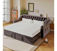 PUGSDRLY Canapé Lit Convertible 90/180x190cm avec Port USB et Espace de Rangement,Design Multifonctionnel canapé lit 2 Places Convertible,sommier à Lattes,Tissu Velours,sans Matelas (Gris-B)