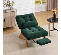 PUGSDRLY Fauteuil Salon 127x73x90cm,Chaise Ergonomique,Fauteui Relax avec Dossier réglable,Repose-Pieds,Coussin Lombaire,pour Salon,Chambre,Bureau(Émeraude)