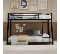 PUGSDRLY Lit Superposé 3 Places en Fer avec Barrières de lit Haute,Silent Pad,Lit Superposé Enfants 90x190 et 140x190 avec Escalier Incliné,pour Enfants Adolescents(A-Noir)
