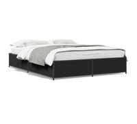 PUGYNBK Base de lit en bois d'ingénierie noire 120 x 200 cm | Sommier à lattes inclus, pieds en métal robustes, résistant à l'humidité, sans matelas