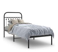 PUGYNBK Base de lit en métal noir 80 x 200 cm sans matelas | Structure en acier robuste, tête incluse, pieds centraux, rangement en dessous