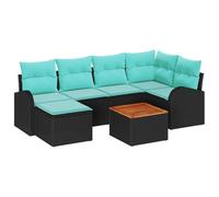 PUGYNBK Canapé modulaire extérieur 7 pièces en rotin terre cuite bois d'acacia