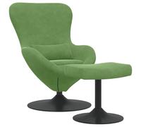 PUGYNBK Chaise d'oeuf de velours vert clair avec pouf | Base pivotante à 360 degrés, accoudoir ergonomique, design minimaliste moderne, entretien facile