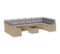 PUGYNBK Ensemble de canapé de jardin beige 55 x 55 x 37 cm | Modulaire, acier avec revêtement en poudre, coussins lavables, rotin synthétique résistant aux UV