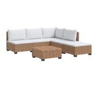 PUGYNBK Ensemble salon en rotin 6 pièces avec coussins GENDT | Rotin et acajou massif, design modulaire polyvalent, avec coussins et table, utilisation intérieure ou extérieure