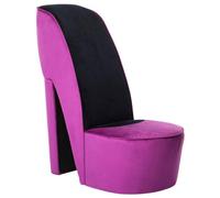 PUGYNBK Fauteuil en forme de chaussure talon velours violet | Maximum 110 kg par siège, montage facile, design unique pour fêtes à thème, décoration moderne