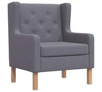 PUGYNBK Fauteuil en tissu gris polyester | Structure en bois massif, rembourrage en mousse, capacité 110 kg, montage simple