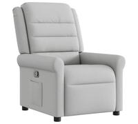 PUGYNBK Fauteuil inclinable en tissu gris nuage | Repose-pieds manuel, 135 degrés, poche latérale, structure en bois et métal