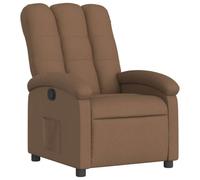 PUGYNBK Fauteuil inclinable en tissu marron avec repose-pieds | Manuel 135 degrés, poche latérale, structure bois et métal, maximum 110 kg