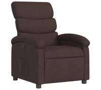 PUGYNBK Fauteuil inclinable en tissu marron foncé | Repose-pieds réglable manuel, 135 degrés, poche latérale, bois et métal, 110 kg