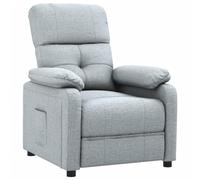 PUGYNBK Fauteuil inclinable manuel en tissu gris clair | 3 positions inclinables, structure en bois et métal, assise rembourrée, repose-pieds réglable