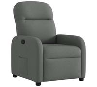 PUGYNBK Fauteuil inclinable manuel gris foncé tissu | 135 degrés d'inclinaison, repose-pieds réglable, poche latérale, structure en bois et métal