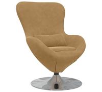 PUGYNBK Fauteuil Oeuf Marron Velours Rotatif 360 | Base pivotante à 360 degrés, design moderne, accoudoirs ergonomiques, revêtement doux, idéal pour le salon ou la chambre