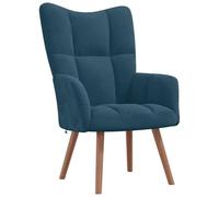 PUGYNBK Fauteuil relax velours bleu, 110 kg | Structure en acier, pieds en bois, revêtement doux, rembourrage en mousse, décoration d'intérieur