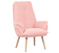 PUGYNBK Fauteuil rose 69 x 74 x 93 cm Tissu Sherpa | Accoudoirs rembourrés, pieds en bois d'hévéa, support ergonomique, design moderne pour salon