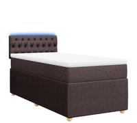 PUGYNBK Lit Box Spring 100 x 200 cm avec matelas | Lumières LED, ressorts ensachés, couvre-matelas, tissu polyester, USB 5 V