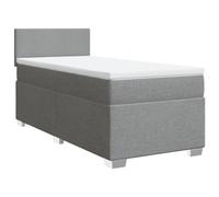 PUGYNBK Lit Box Spring avec matelas, 100 x 200 cm, gris clair | Sommier à ressorts ensachés, couvre-matelas lavable, tête et pieds robustes