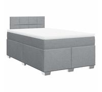 PUGYNBK Lit Box Spring avec matelas en tissu gris clair 120 x 190 cm | Sommier à ressorts ensachés, couvre-matelas lavable, pieds robustes, base à lattes incluse