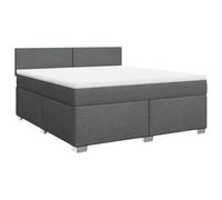 PUGYNBK Lit Box Spring avec matelas en tissu gris foncé 180 x 200 cm | Sommier à ressorts ensachés, couvre-matelas respirant, tête et pieds robustes
