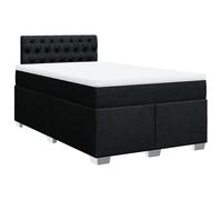 PUGYNBK Lit Box Spring avec matelas en tissu noir 120 x 200 cm | Ressorts ensachés, couvre-matelas lavable, tête et pieds robustes, base à lattes