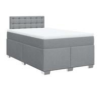 PUGYNBK Lit Box Spring avec matelas gris clair 120 x 190 cm | Sommier à ressorts ensachés, couvre-matelas respirant, tête et pieds robustes