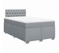PUGYNBK Lit Box Spring avec matelas gris clair 120 x 190 cm | Sommier à ressorts ensachés, couvre-matelas lavable, tête et pieds robustes
