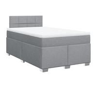 PUGYNBK Lit Box Spring avec matelas gris clair 120 x 200 cm | Sommier à ressorts ensachés, couvre-matelas lavable, tête et pieds robustes